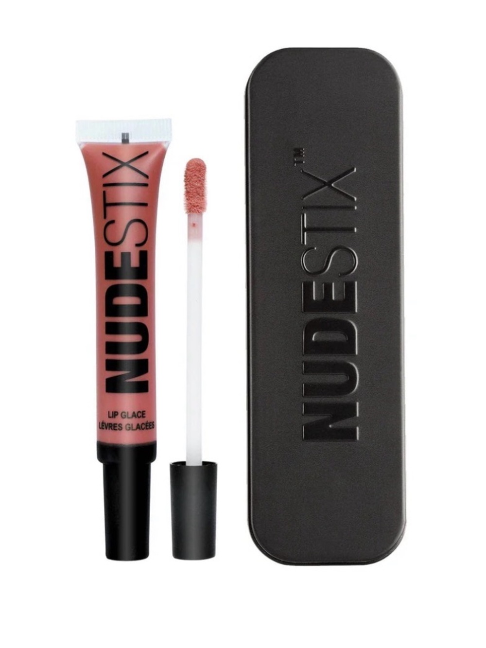 New! NUDESTIX Lip Glace Gloss in color Nude 02 Pink with Tin Case